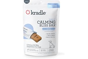 Kradle Bliss Bars for Dogs - Peanut Butter Flavored Calming - GABA L-Theanine - On The Go Packaging - Supports a Calm Demeanor - 6 Bars