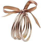 Yecomsy Glitter Jelly Bangles Bracelets Set Colorful Jelly Silicone Bracelets Soft Silicone Glitter Filled Bracelet Holiday Gifts Party Favor Accessories