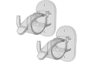 AMZAOMNN 2PCS Upgraded Self Adhesive Curtain Rod Brackets，Curtain Rod Hooks，Curtain rods no Drilling，Curtain Rod Brackets for Wall，for0.6~1.7 inch Curtain Rod(Transparency)