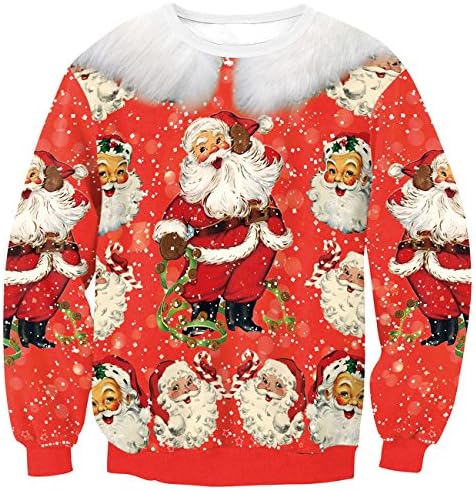 Womens Kids Funny 3D Print Ugly Christmas Crew Neck Pullover Sweatshirt Pants