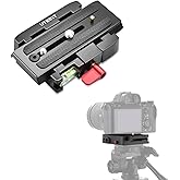 UTEBIT P200 Quick Release Plate - Aluminum Alloy Camera Tripod Base Plate with 1/4" and 3/8" Screw Hole Compatible with Sony A6400 Manfrotto Only