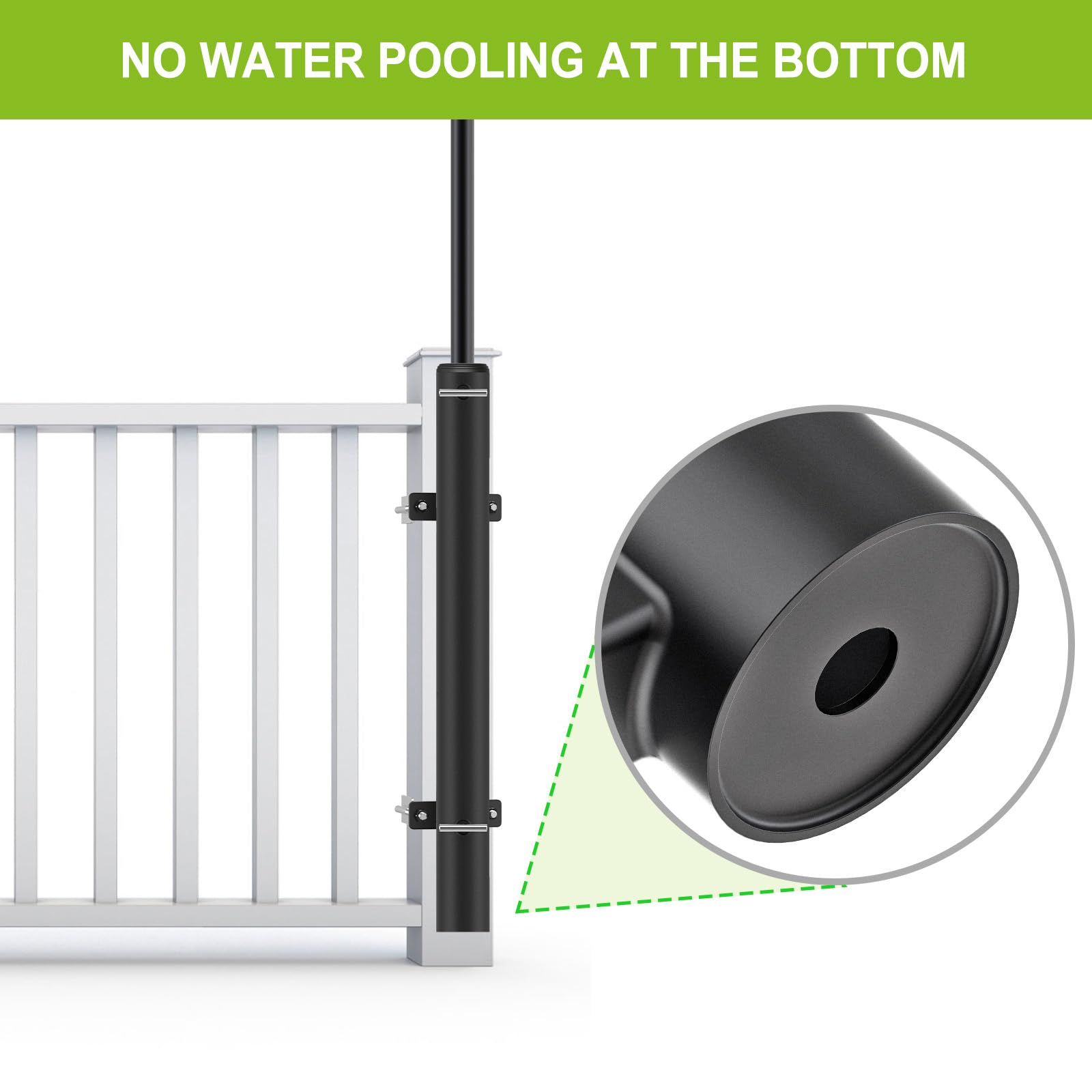 Dolibest Sonnenschirmhalter Balkongeländer, Terrassenschirm Rohrklemme Verstellbar Ampelschirm Klammer Platzsparend Ständer Halterung 3 Reduzierhülse für 3-5cm Stange, 10.6x10.4cm Deckgeländer/Schwarz 6