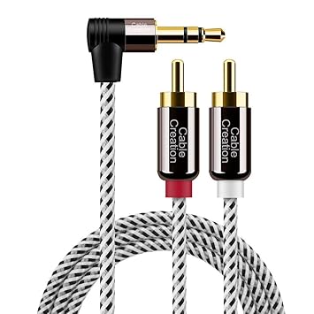 CableCreation 3.5mm to RCA Cable,10 Feet Angle 3.5mm Male to 2RCA Male Auxiliary Stereo Audio Y Splitter Gold-Plated for Smartphones, MP3, Tablets, Speakers,Home Theater,HDTV,3m