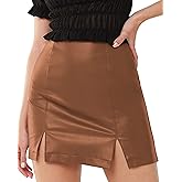 MANGOPOP Women's Basic High Waist Faux Leather Bodycon Mini Pencil Skirt
