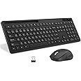VIVEFOX Wireless Keyboard and Mouse - Keyboard with Phone Holder, 2.4GHz Silent USB Wireless Keyboard Mouse Combo, Full-Size Keyboard and Mouse for Computer, Desktop and Laptop (Black)
