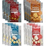 Moon Cheese, Pack of Twelve, Assortment (Cheddar, Gouda, Pepperjack & Sriracha), 100% Cheese and Gluten Free, 2 OZ Bags