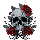 2PCS Gothic Skull Rose Car Decals Waterproof Vinyl Bumper Stickers Z-042 | Gothic skull with red roses decals. Premium vinyl decals weatherproof. for car, truck, bumper, motorcycle, laptop.