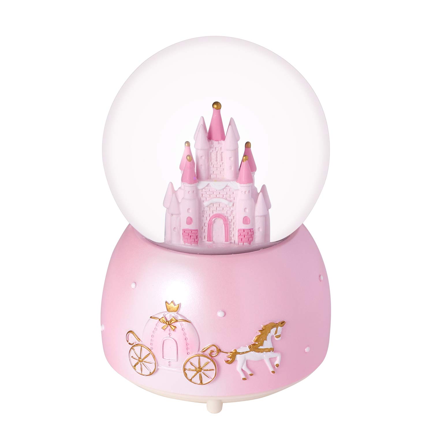 Snow Globe Gift Crystal Ball Castle Music Box Rotating Musical Box Colorful LED Light Melody Musical Gift Artware Christmas Birthday Gift Present For Desktop Ornament Desk Decoration