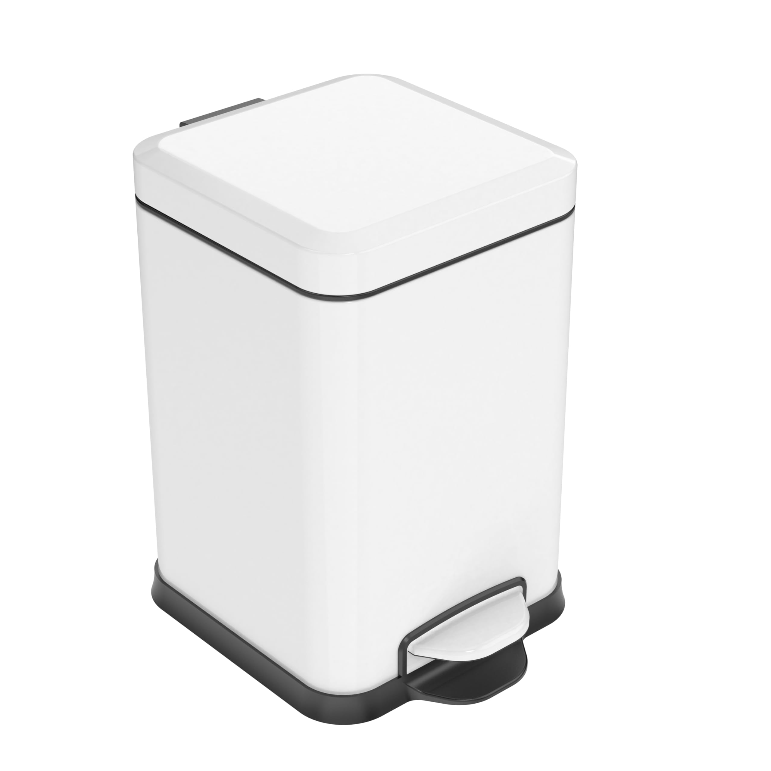 Photo 1 of **HAS SMALL DENT IN FRONT SIDE**Ruacq Bathroom Trash Can, 1.6 Gallon Trash Bin with Lid, Stainless Steel Bathroom Garbage can with Removable Inner Bucket, Step Pedal, Anti-Fingerprint Finish (White)