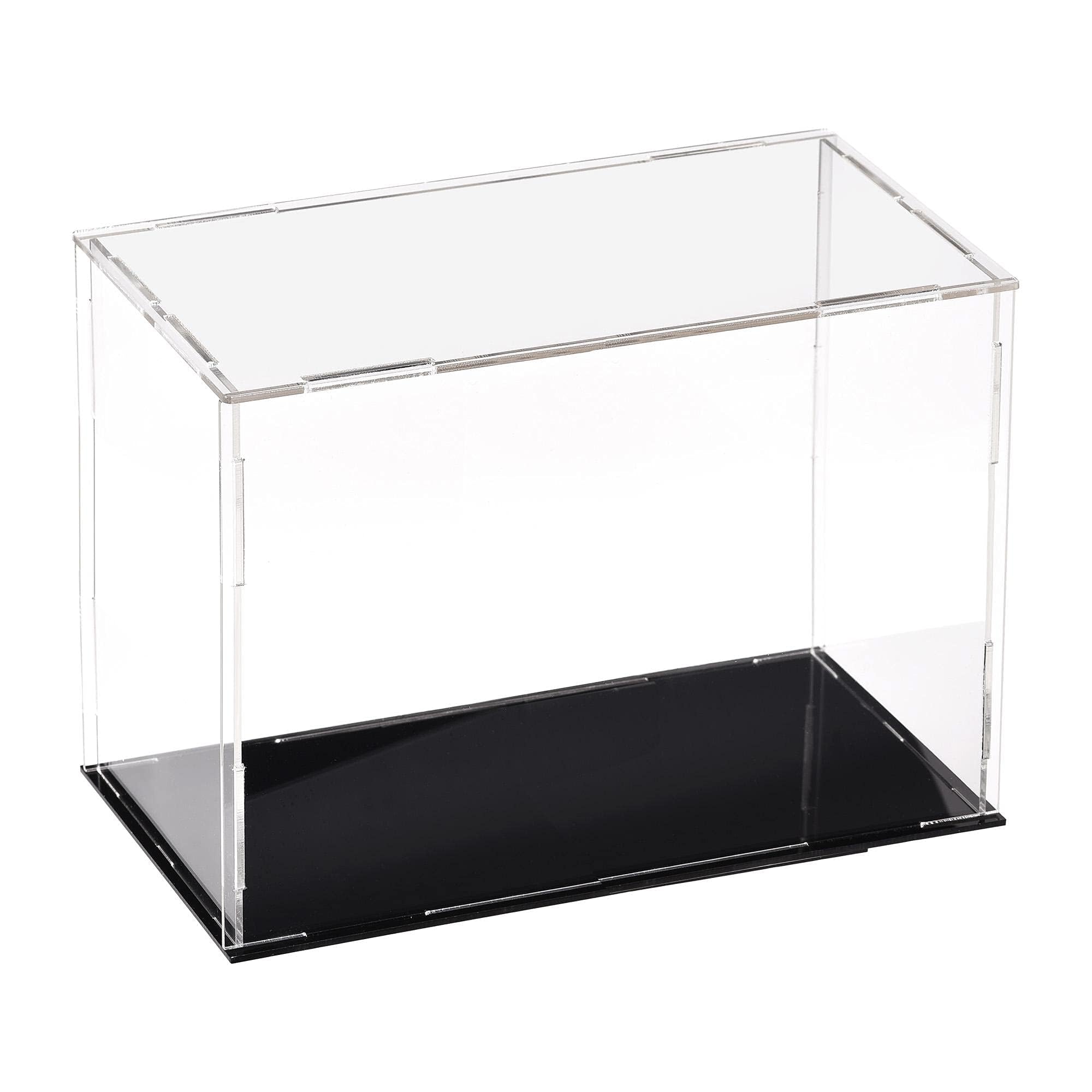 TA-VIGOR Acrylic Clear Display Case, 20 x 10 x 15cm Assemble Countertop Box Cube Organizer Stand Dustproof Protection Showcase with Black Base for Action Figures Toys Collectibles Home Storage — image 1