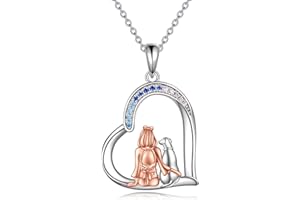 AINFQY 925 Sterling Silver Animal Necklace for Women Heart Cow/Rabbit/Raccoon/Highland Cow/Elephant Pendant for Teen Girls Cute Animal Jewelry Gift