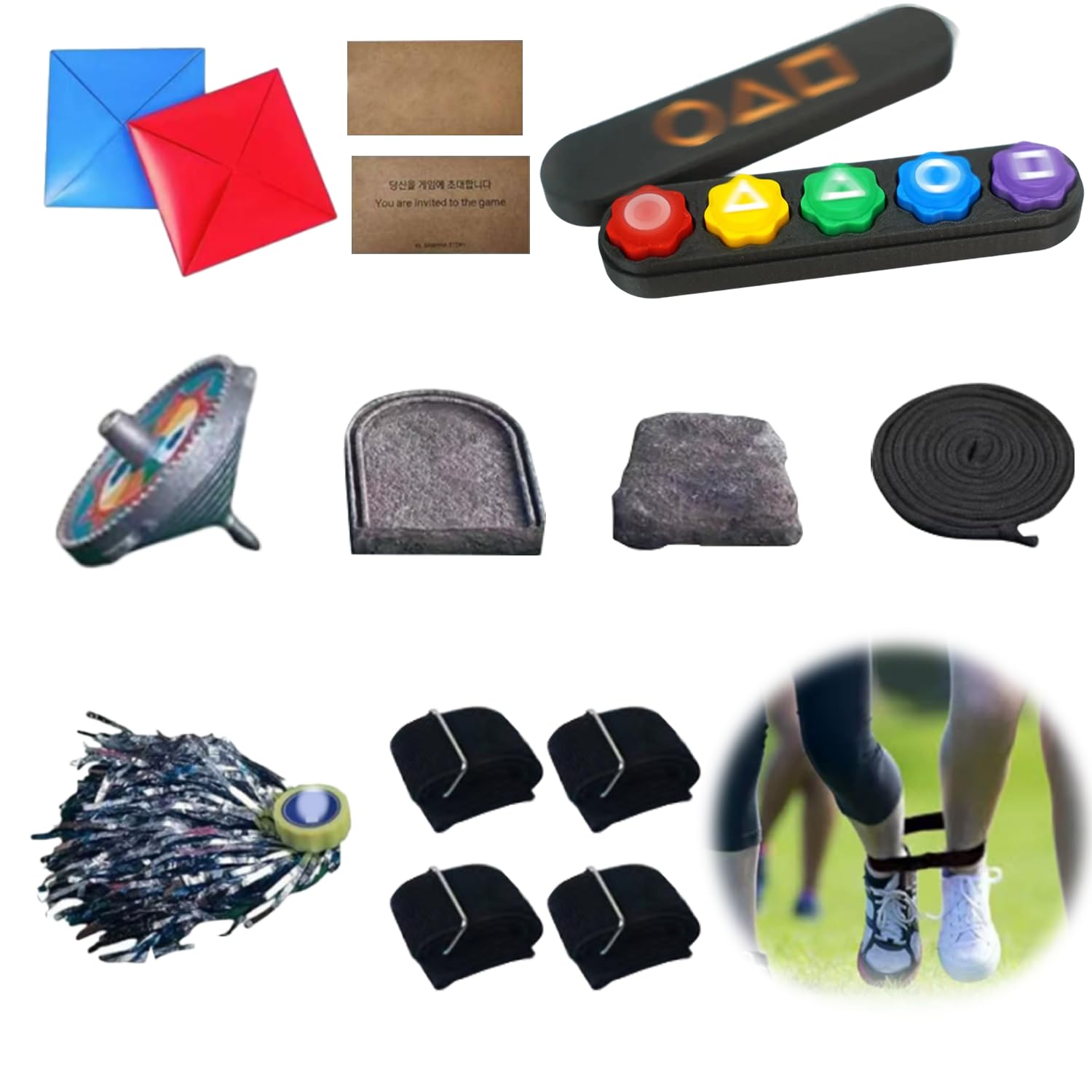 Nhemeylp Korean Folk Game Set Korean Including Jebi Chagi Gong-gi Biseokchigi Paeng-y DDAKJI Traditional Portable & Durable Gonggi Folk Game Set For Family Gatherings TV Fans