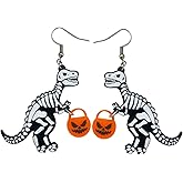 Cute Pair of Drop and Dangle T- Rex Halloween Earrings for Women.