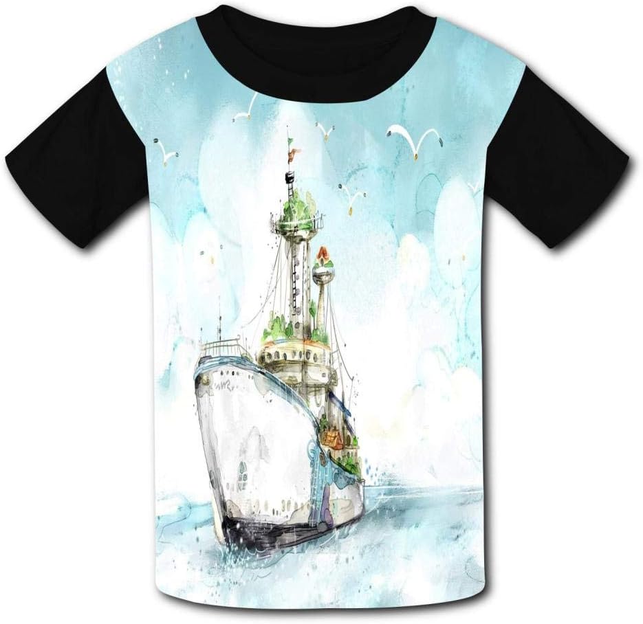 Ships on The Sea Child Short Sleeve Fashion T-Shirt of Boys and Girls