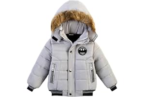 AMIYAN Toddler Boys Down Jacket Fur Collar Hood Thick Warm Winter Snowsuit Coat Parka