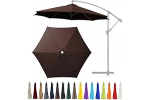 GLDDFDG 9Ft 6 Ribs Patio Umbrella Replacement Canopy (Canopy only), Canopy Replacement UV Protection Waterproof Outdoor Table Market Yard Umbrella Top Outdoor Umbrella Canopy,Brown,9FT