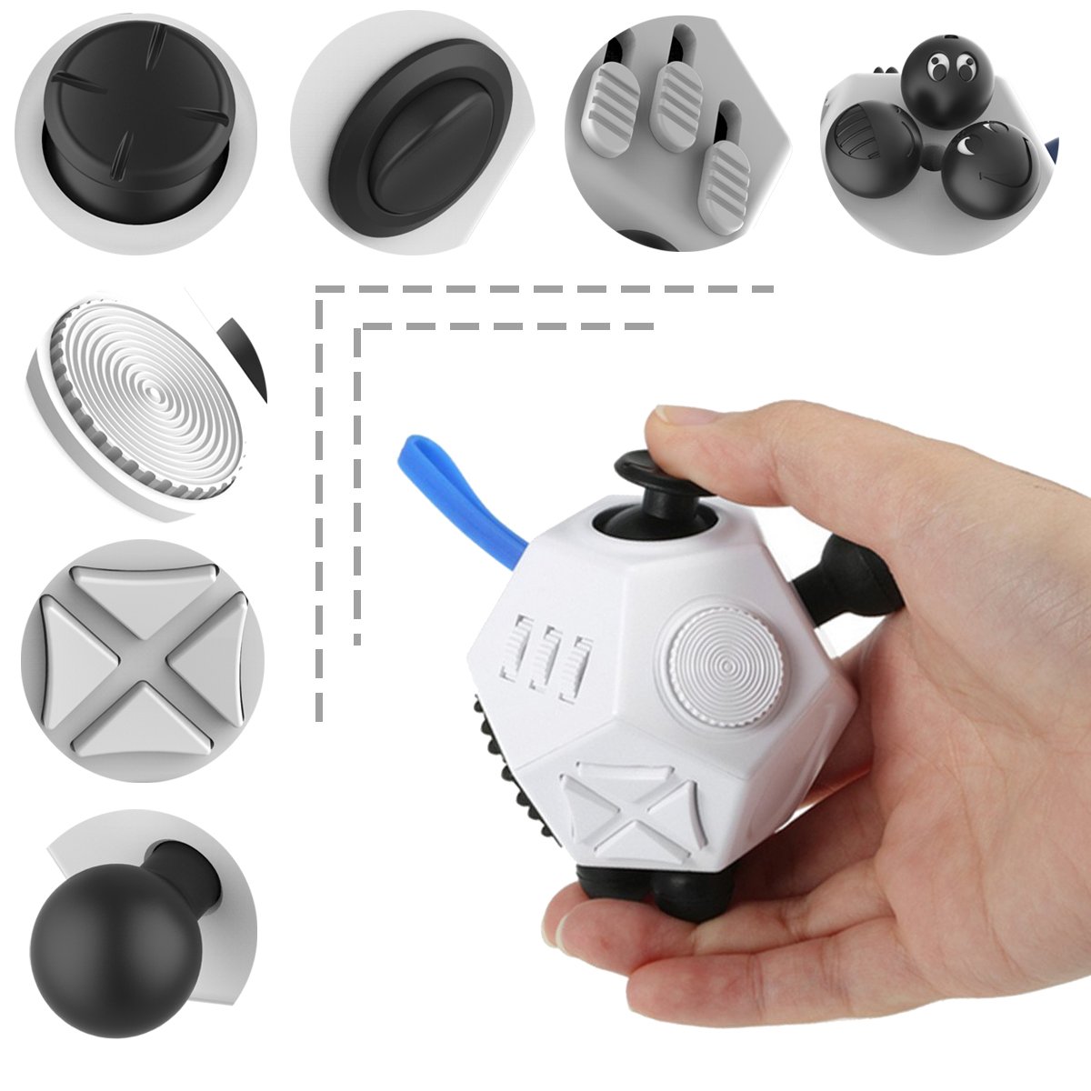 12 Side Fidget Cube Relieves Stress And Anxiety Anti Depression Cube For Children And Adults With Adhd Add Ocd Autism Blue Sky Hld Dgt223 Fidget Dodecagon Toys Games Fidget Blocks