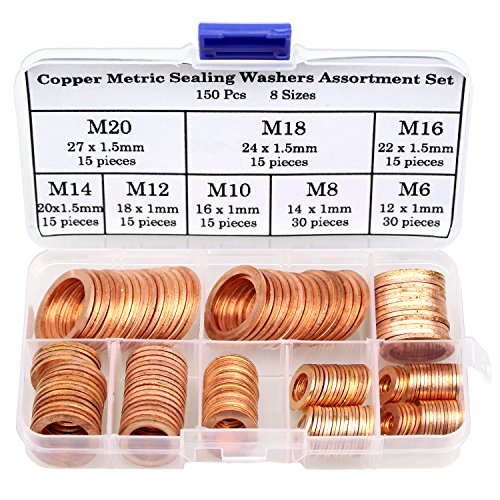 150Pcs 8 Sizes Copper Metric Sealing Washers Assortment Set 614631570803 eBay