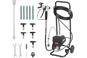 VEVOR Stand Airless Paint Sprayer, 650W, 3000PSI High Pressure Airless Sprayer with Cart, Cleaning Brush, Hose, Extension Rod