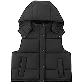 MOMOSTAY Women's Removable Hooded Puffer Vest Lightweight Quilted Stand Collar Sleeveless Jackets Warm Winter Outerwear Coat