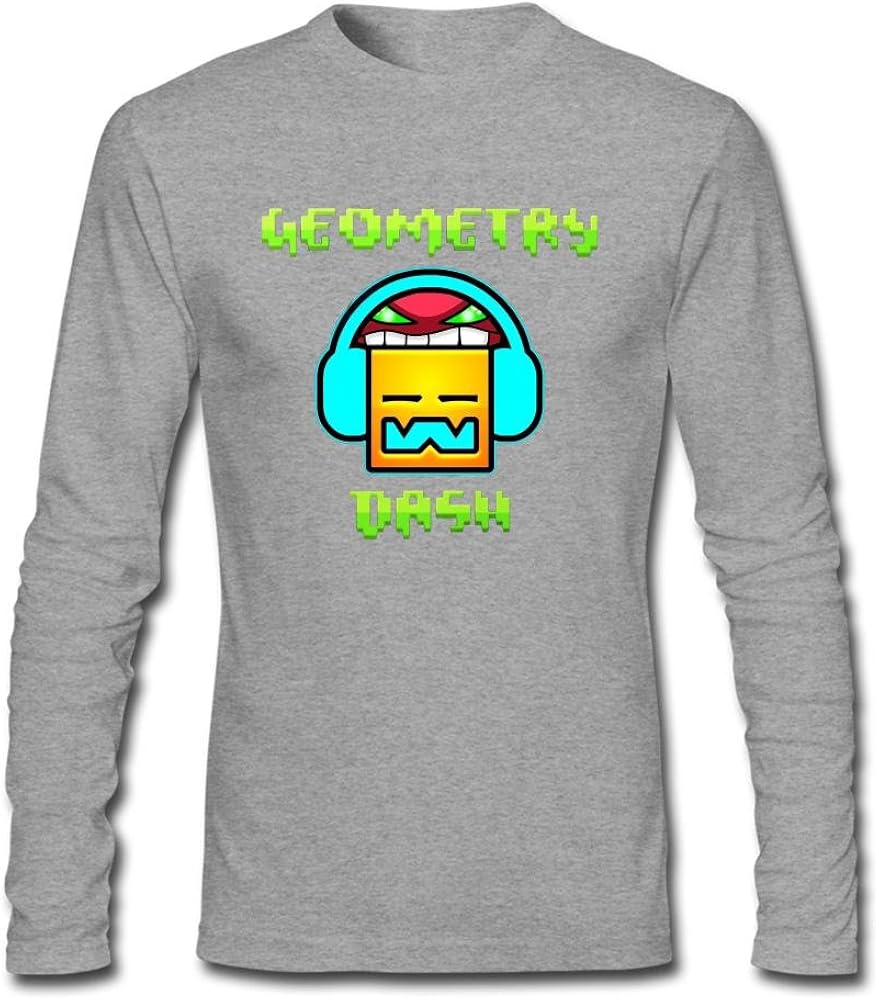 IIOPLO Men's Geometry Dash Game Long Sleeve T-shirt