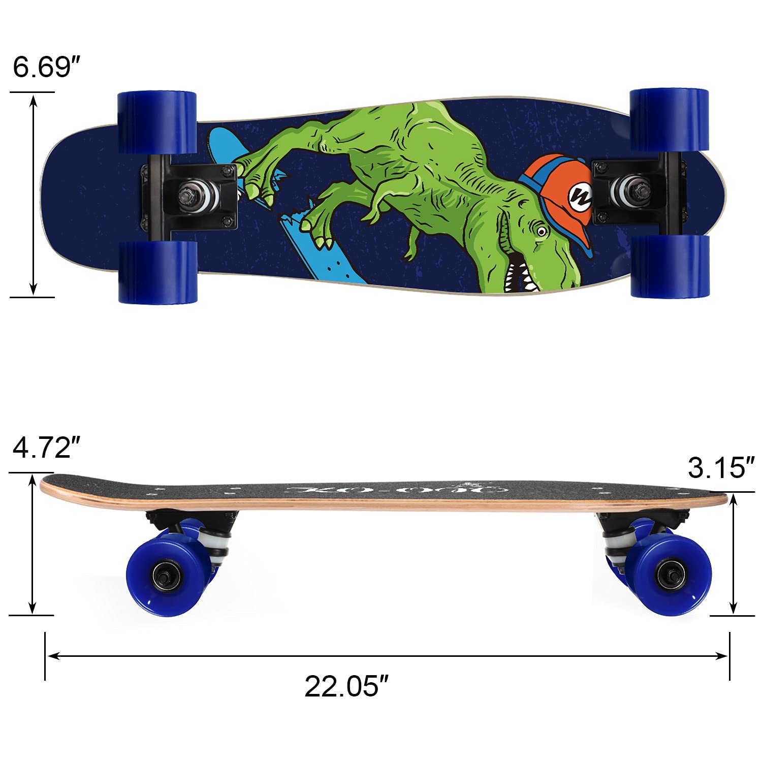 KO-ON Skateboard Complete Skateboards 22 Inch Mini Cruiser Skateboards for Beginners Kids Boys and Girls