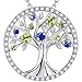 Fine Jewelry Tree of Life Necklace Green Peridot Blue Sapphire Sterling Silver Necklace September August Birthstone Jewelry Birthday Gifts for Mom Wife Women Girls Family Tree