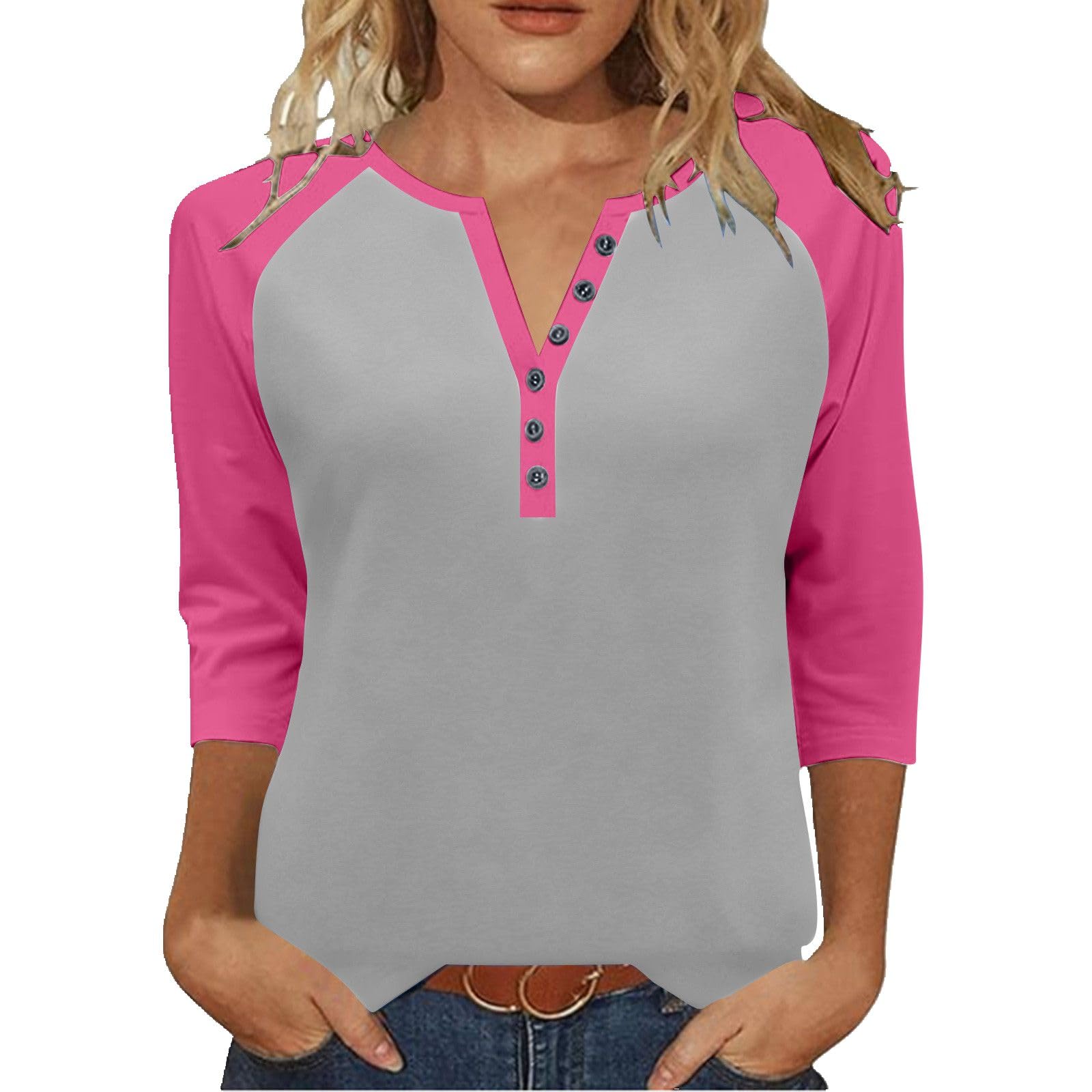 Womens 3/4 Sleeve Tops and Blouses Plus Size