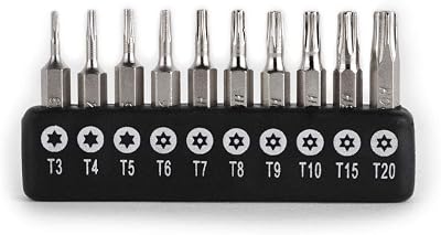 Gunpla 10 Pc Torx Bit Set 4mm Hex Shank CR-V Precision Security Bits T3-T20