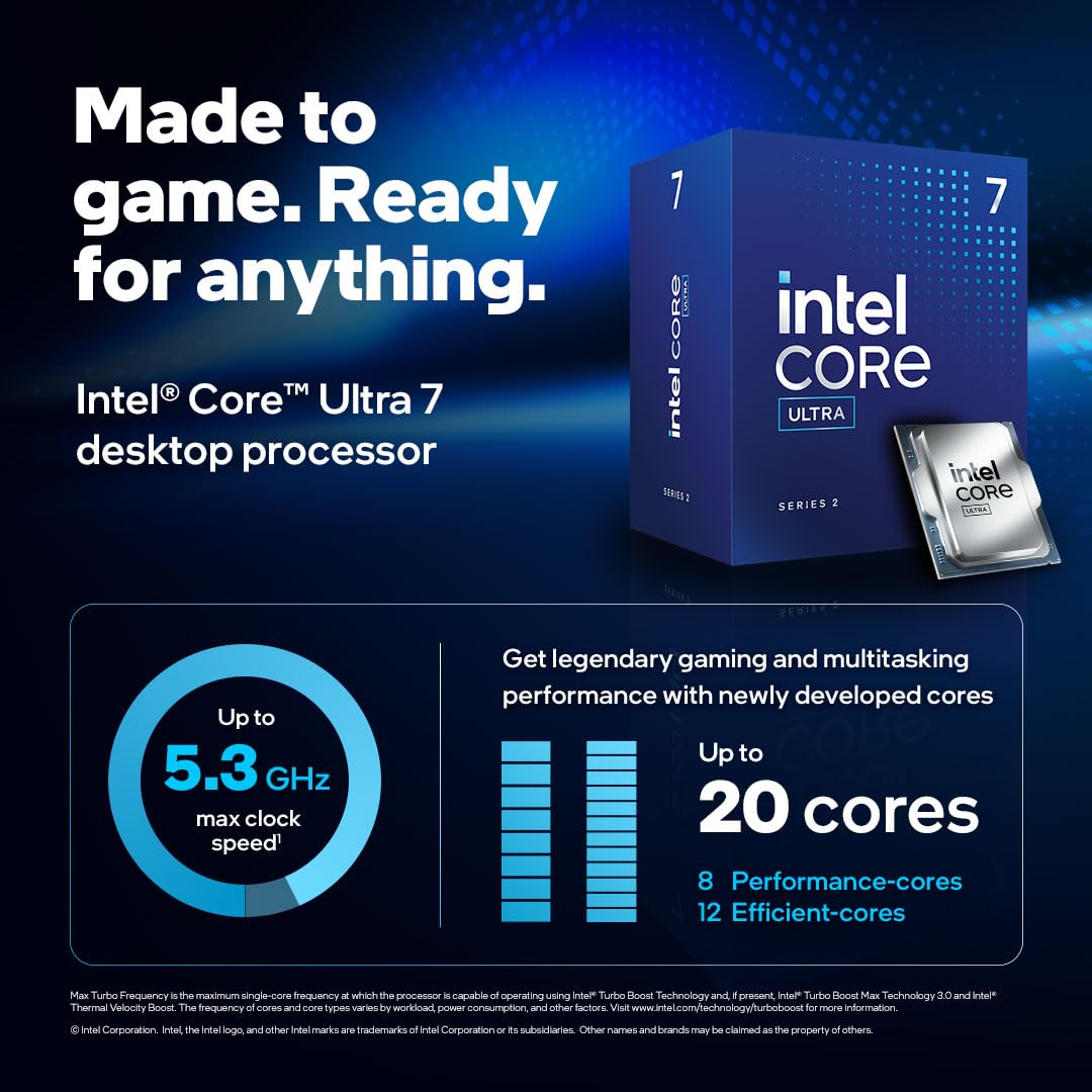 Intel® Core™ Ultra 7 Desktop-Prozessor 265 20 Kerne (8 P-cores +12 E-cores) bis zu 5.3 GHz 2