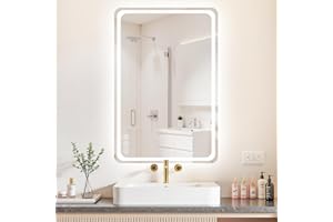 VEIOBFSA 16" x 24" LED Bathroom Mirror with Lights, Anti-Fog, Dimmable, Backlit + Front Lit, Lighted Bathroom Vanity Mirror f