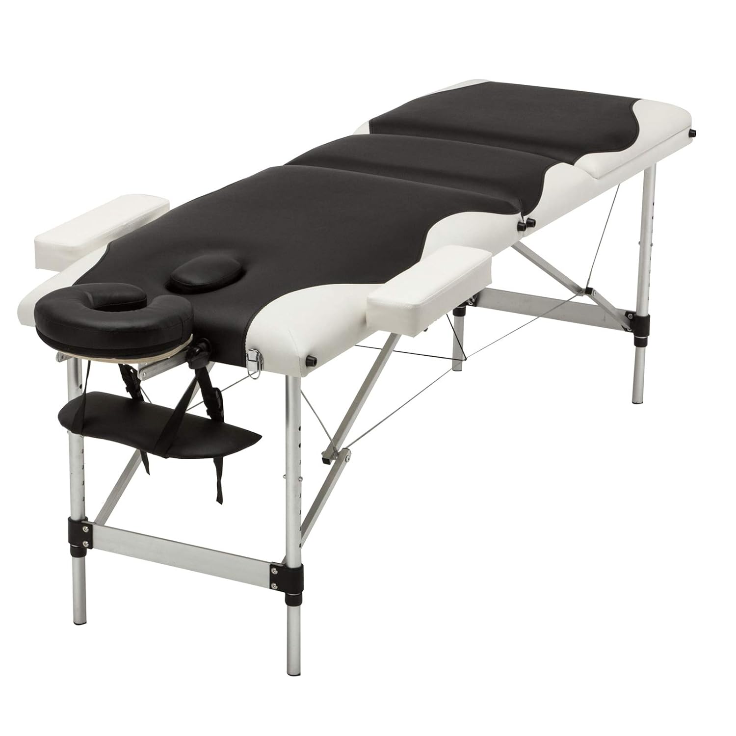 Amazon Com Uenjoy Folding Massage Table Professional Folding Massage Bed 3 Fold Black White Alu Beauty
