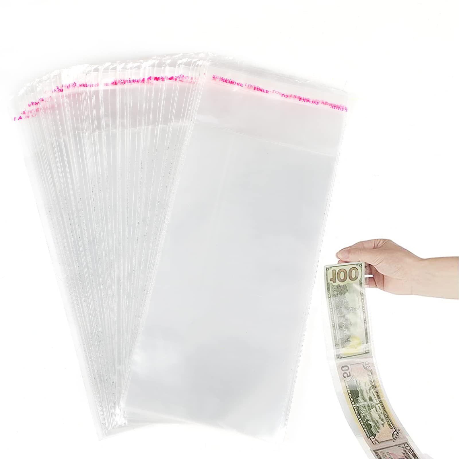 Photo 1 of LOMIMOS 100pcs Cake Money Box Transparent Bag,Resealable Cellophane Adhesive Self-Sealing Clear Plastic Packing Bag for Birthday Wedding Party Decoration,3.1X7.5in