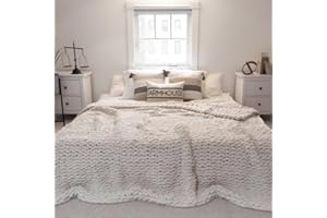 ERLYEEN Chunky Knit Blanket Handmade Chenille Blanket Warm Soft Cozy for Bed Chair Sofa Best Gift Beige 40"x60"（Love Seat）