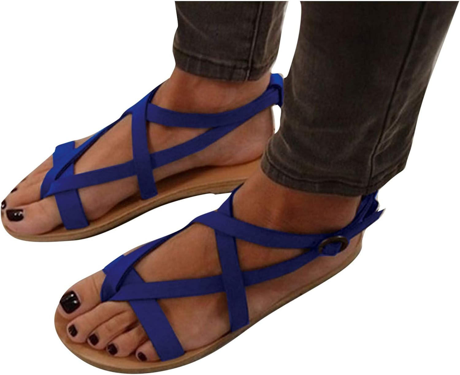AIHOU Sandals for Women Flip Flops Slide Flat Comfortable Slip On Plait Toe Thong Strappy Summer 