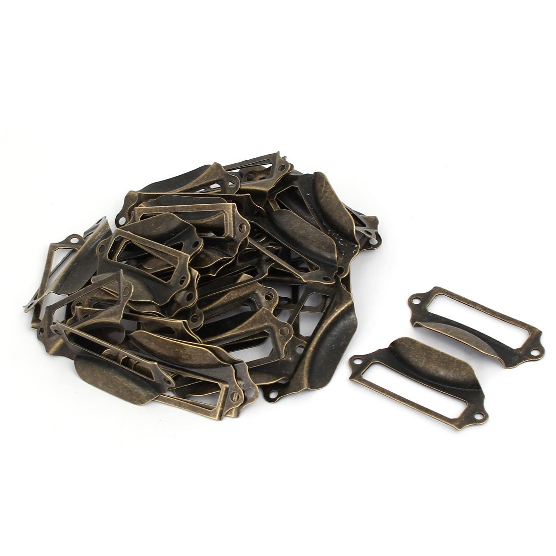 Sourcingmap Label Holder Pull Handles, Vintage Label Frame Drawer Knobs for Cabinet Cupboard, Bronze Tone 70x30mm 50pcs