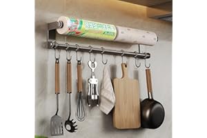 Utensil Hangers with 8 Hooks, Kitchen Utensils Holder, Kitchen Rail Pan Hanger with S Hooks for Hanging Knives, Pot and Pan, 