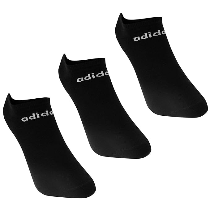 adidas Unisex No Show 3 Pack Trainer Socks Black/White UK 8.510