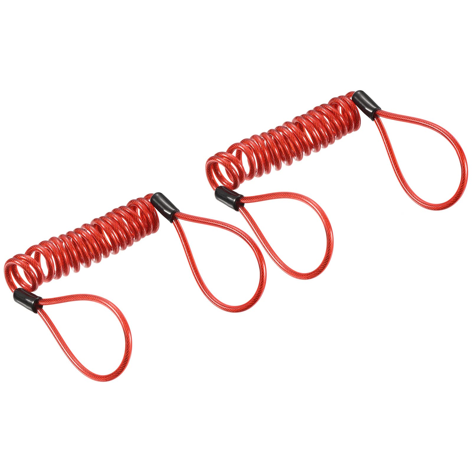 PATIKIL Security Steel Cable 3.5mm x 1.2m/3.94ft Coated Spring Luggage Lock Wire Rope with Double Loop Red 2 Pack