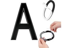 GLDonee Self-adhesive 5 Inch House Numbers Acrylic House Number Modern House Numbers Black Mailbox Numbers for Outside Address Home Number for Apartments Office Hotel Room (Letter A)