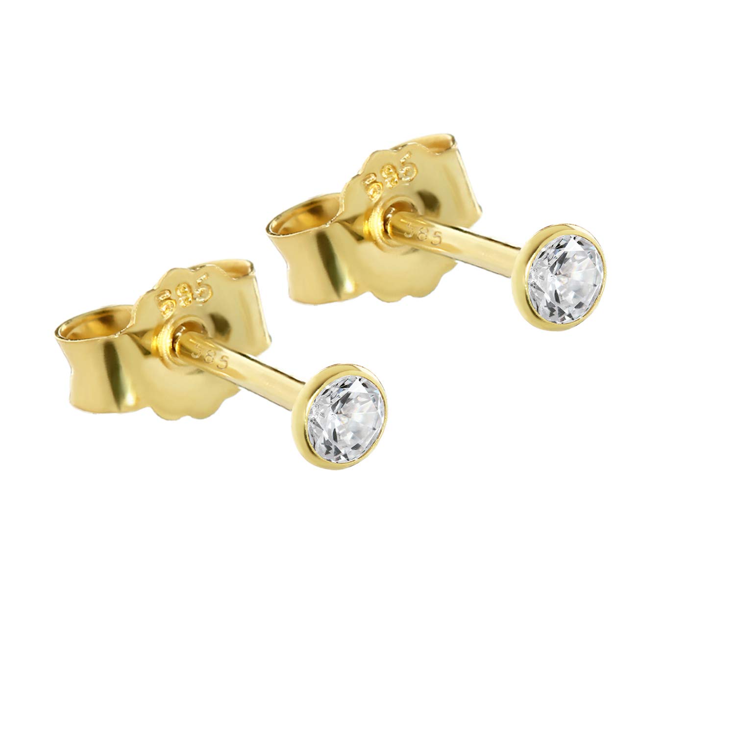NKlaus pair of stud earrings 3,0mm Cubic Zirkonai ladies men children 1748