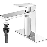 GENBONS Chrome Bathroom Faucets 1 Hole Single Handle Bathroom Vanity Sink Faucet with Pop-up Drain and Faucet Supply Lines Rv Lavatory Vessel Faucet Basin Mixer Tap