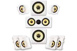 Acoustic Audio by Goldwood HD726 Flush Mount In-Wall/Ceiling Home Theater 7.2 Surround Sound 6.5 Inch Speakers (9 Speakers, 7.2 Channels, White)