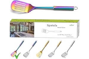 Berglander Spatula, Stainless Steel Rainbow Slotted Turner, Colorful Spatulas With Titanium Plating, Spatula For Cooking, Kitchen Spatulas, Barbeque Turner, Spatulas For BBQ (Rainbow)