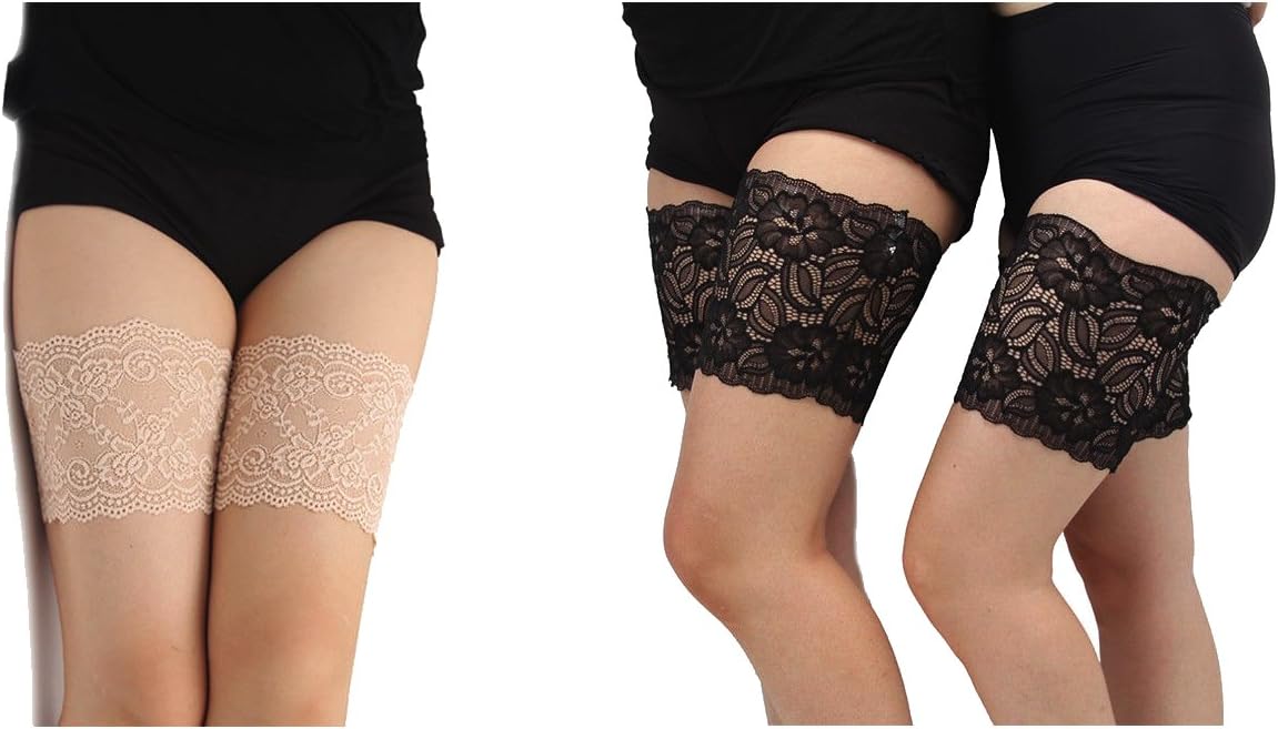 G4RCE® Women Girls Non Slip Lace Elastic Sock Anti-Chafing Thigh Bands Prevent Thigh Chafing Sock 4 Sizes UK