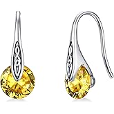 Birthstone Earrings Sterling Silver Celtic Knot Dangle Drop Earrings for Sensitive Ears Irish Jewelry Valentine's Mothers Day Birthday Gifts for Women Girls Girlfriend Wife