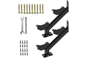 THOOUM 2 Pack Steel Stair Stringer, 2 Steps Stair Riser, Outdoor Metal Step Stringers for 14.8 Inch Height Deck.