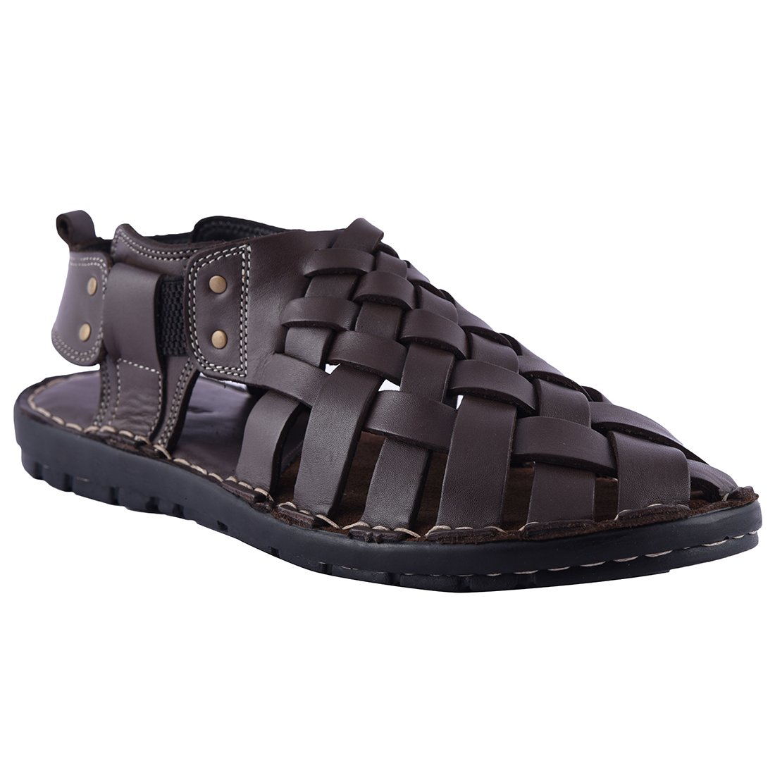 amster men's brown genuine italian leather sandals