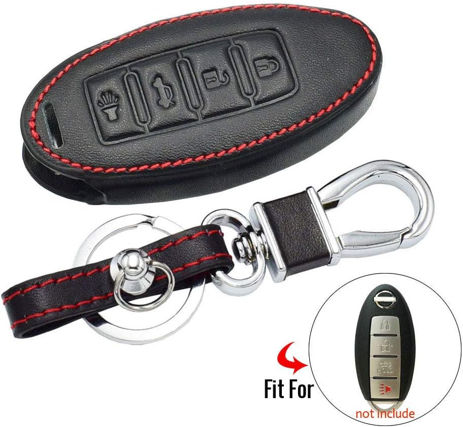 HAKFV Car key cover Leather Car Key Case For Nissan Versa Maxima Altima Rogue Armada Sentra Murano Infiniti FX35 QX60 Remote Protect,v