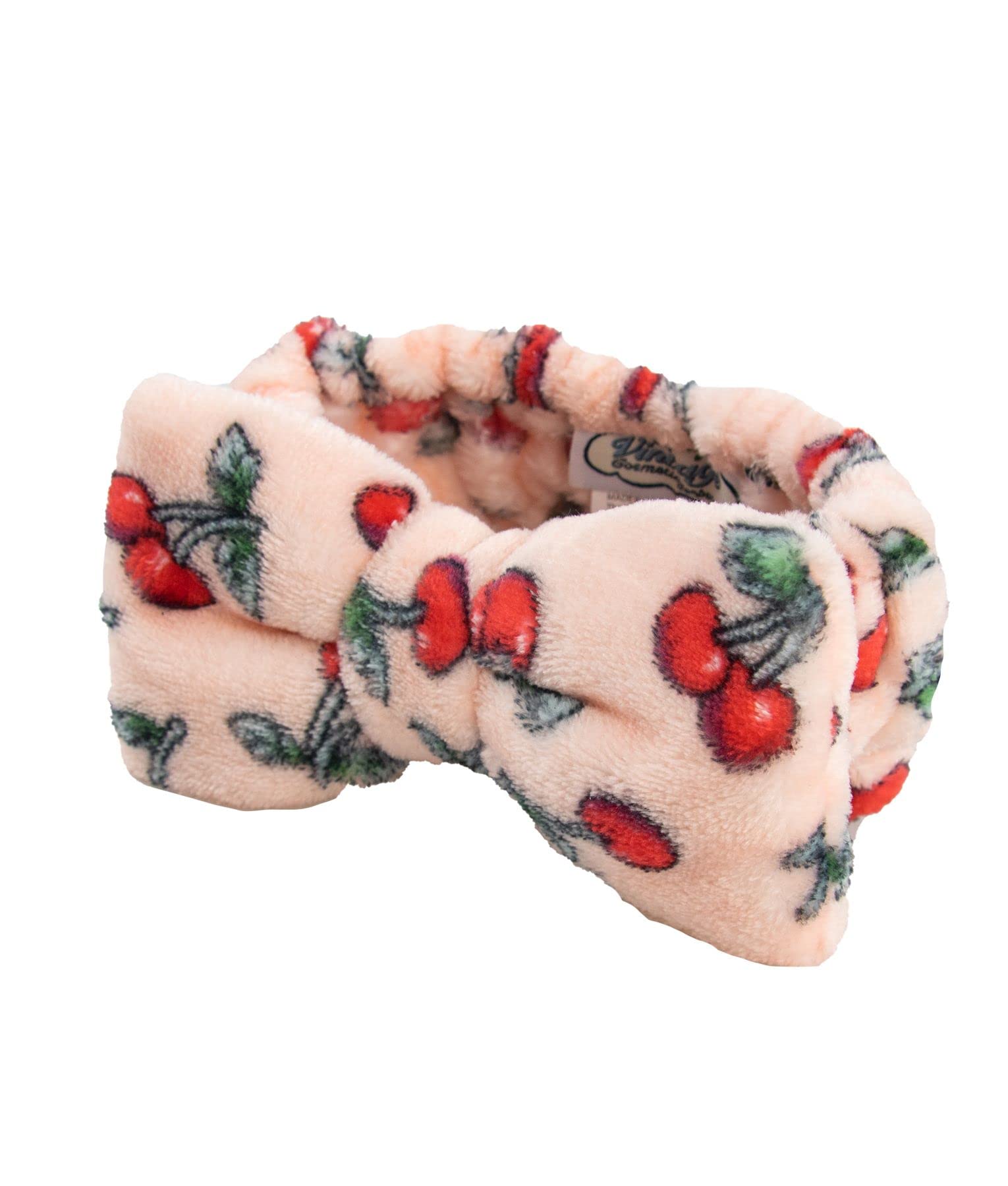 The Vintage Cosmetic Company Cherry Makeup Headband for Women, Soft Vintage-Inspired Skincare & Makeup Hair Band, Keeps Hair Neat and Tidy for a Seamless Beauty Routine